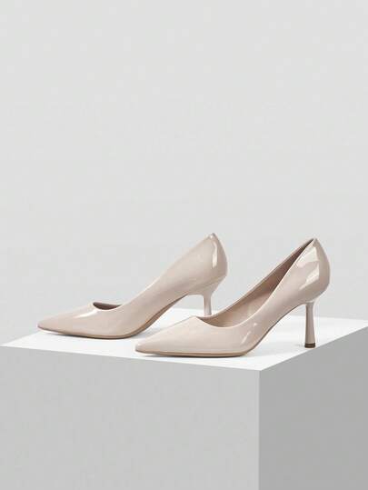 MOTF PREMIUM Giày cao gót mũi nhọn mũi nhọn khóa kim loại tinh tế