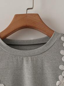 Franclia Plus Size Women's 2 In 1 Spaghetti Strap Lace Trim Short Sleeve T-Shirt - Grey - View 5