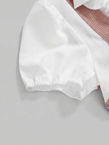 ROMWE Goth Women's 2 In 1 Petal Sleeve Casual Top - Pink - View 4