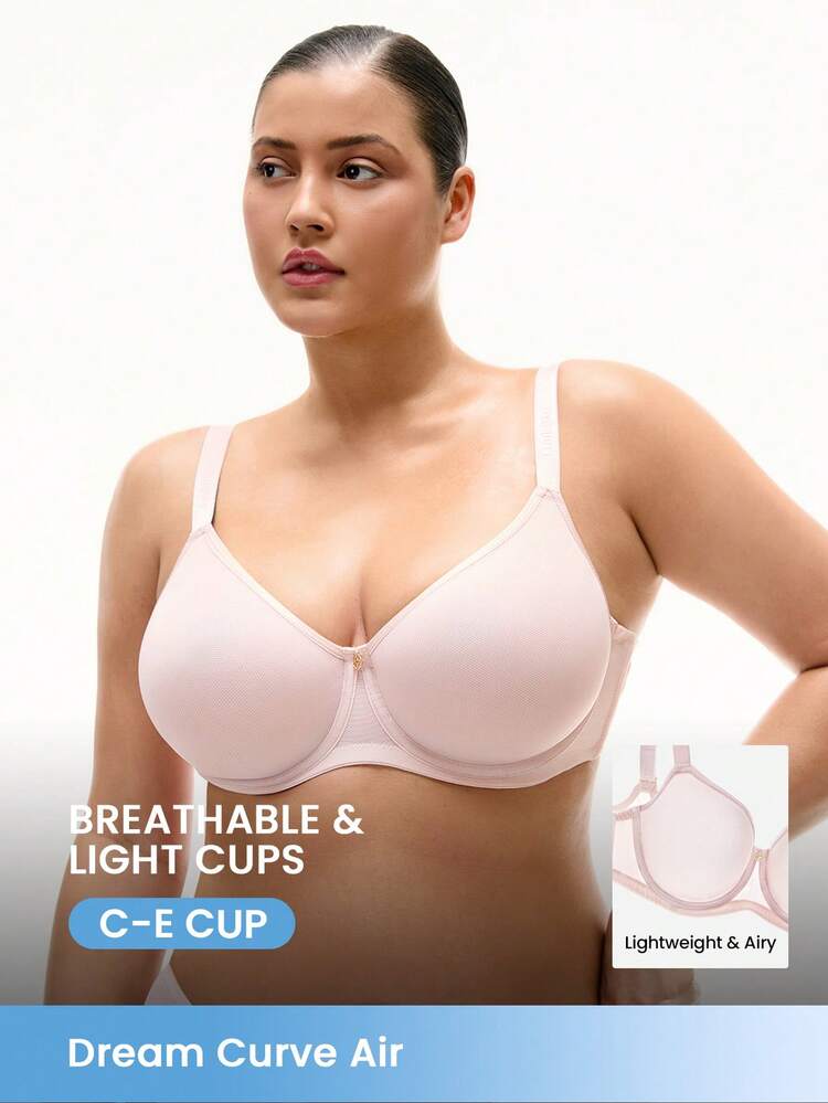 Plus Full Coverage Airy Breathable Sheer Mesh Spacer Cup Bra