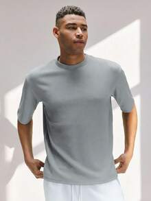 Driftmere Men Casual Solid Drop Shoulder Tee For Summer - Grey - View 6