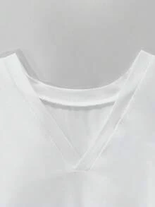 INAWLY V-Neck Batwing Sleeve Fitted Women T-Shirt - White - View 5