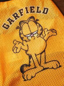 GARFIELD | SHEIN 1 件卡通图案印花网眼透气宠物背心，猫咪衣服，狗狗衣服，尺码 XXS-XXXXL，特小号，特大号，运动款。 - 棕色 - 查看 4