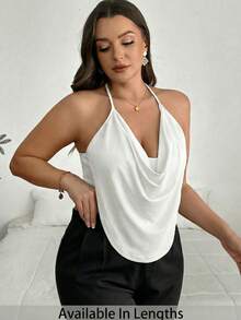SHEIN PETITE CURVE 大码女式纯色吊带背心 - 白色 - 查看 1