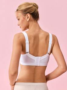 Bonmuse 1 件女士网眼刺绣文胸，柔软舒适宽肩带钢圈聚拢调整文胸 - 白色 - 查看 2