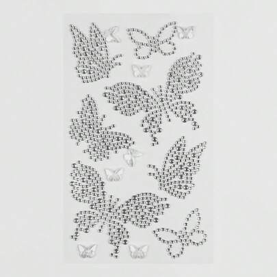 ROMWE Kawaii 1件蕾丝蝴蝶结、心形、星星、蝴蝶结、钻石亮片和面部宝石贴纸