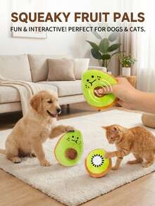 PETSIN 1个牛油果形状毛绒发声宠物玩具，适合猫狗 - 綠色 - 查看 2