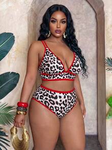Slaydiva Set Bikini Seksi Motif Leopard Ukuran Plus Wanita Terbaru 2026, Cocok untuk Pakaian Pantai & Resor, Musim Semi/Panas - MultiWarna - View 6