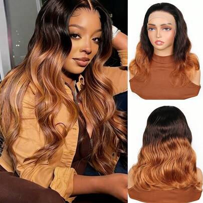 Tóc giả ren phía trước 13x4 gợn sóng, có đường chân tóc tỉa sẵn, bồng bềnh, dài 12-28 inch dành cho nữ, màu 1B/4/30, thích hợp cho cosplay, trang điểm hàng ngày, dự tiệc, lễ hội, đám cưới.