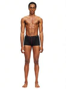 Rest Era 1pc Men's Sexy Mesh Jacquard Transparent Briefs Underwear - Black - View 3
