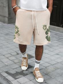 Manfinity Roghcode Men's Contrast Color Print Casual Shorts - Khaki - View 3