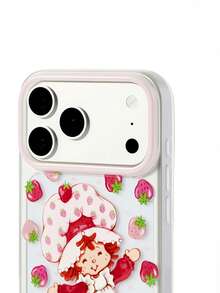 Strawberry Shortcake X SHEIN Cool Black Mobile Phone Case Protector, With Mobile Phone Chain, Suitable For 11-17 Pro Max - Multicolor - View 4