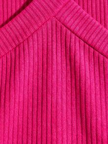 Emery Rose Kids Emery Rose Kids Young Girl Knitted Solid Color Sleeveless Top And Shorts 2 Pieces Set - Hot Pink - View 5