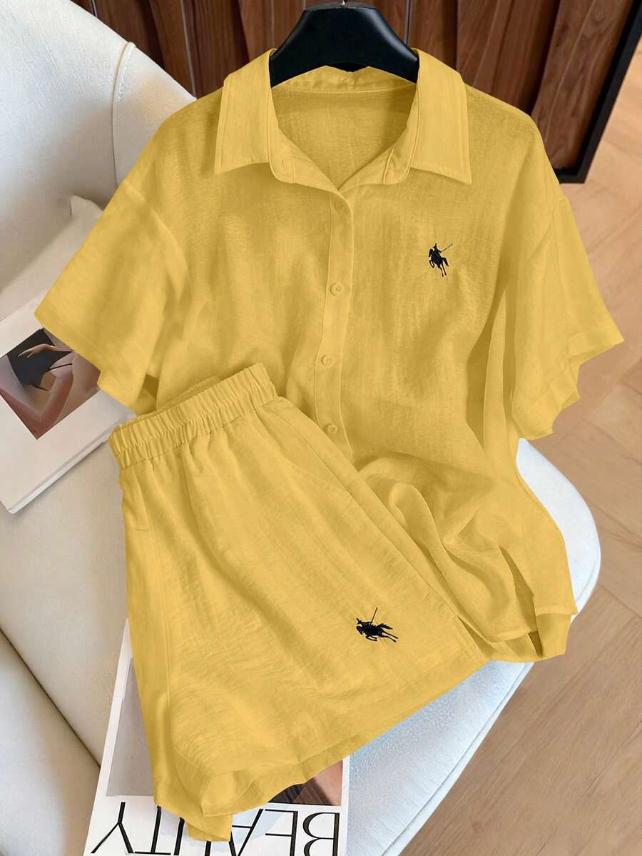 Resyla Vintage Casual Loose 2 Pieces Set, Fashion Versatile - Yellow - View 1