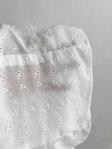 Elamini Women's Shirt, Embroidered Fabric, Fitted Waist, Deep V-Neck, White Women's Shirts For Summer Women's Work Tops Women's Work Clothes For The Office Working Blouse Work Outfits Women - White - View 6