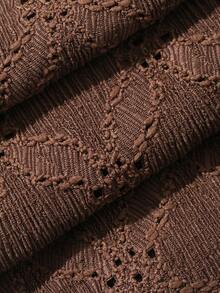 DAZY 女士春夏叠层吊带纹理面料宽松吊带背心和阔腿裤两件套 - 棕色 - 查看 7