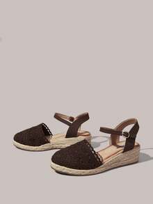 Styleloop Women's Wedge Heel Platform Sandals - Coffee - View 3