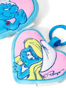 SHEIN X The Smurfs 1个可爱蓝精灵毛绒钥匙扣，精致刺绣，柔软材质，圆形钥匙扣，可挂在包包、背包和钥匙上。 - 彩色 - 查看 6