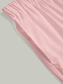 TaskEZ 女士V领短袖侧开衩口袋护士服套装，休闲裤装，手术服套装，浅粉色，春夏款 - 粉色 - 查看 7