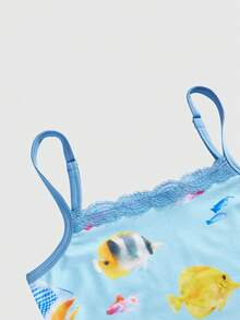 ROMWE Söt guldfisktryckt linne med semesterkänsla för kvinnor i Y2K-stil - Multifärgad - Visa 3