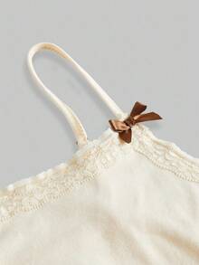 ROMWE J-Fashion 可爱鹿刺绣蕾丝上衣搭配鹿印花喇叭裤 - 杏色 - 查看 7