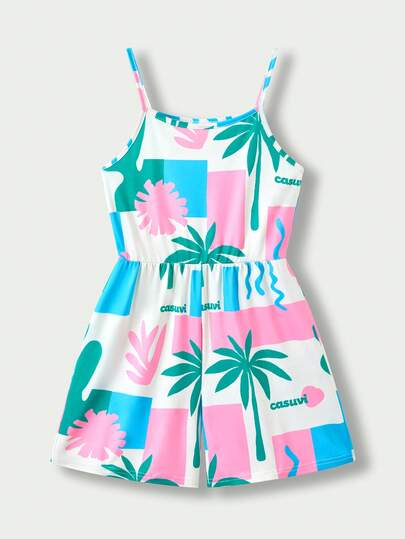 Casuvi Kids Tween Girls Romper, Elegant Multi-Color Romper, Comes With Bag, Rainbow Striped Romper Shorts With Ruffled Bowknot Straps, Suitable For Vacation, School, Outings, Spring/Summer