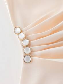 Franclia Áo kiểu nữ thanh lịch xếp ly thắt nơ, thích hợp cho mùa hè. - Màu be - Xem 8