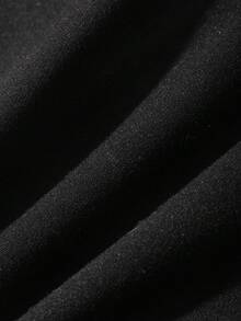 DAZY 女士夏季方领修身黑色罗纹吊带背心 - 黑色 - 查看 6