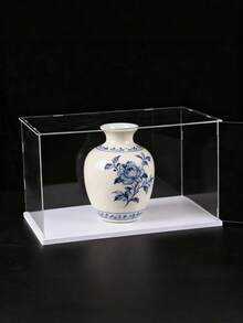 1pc Transparent Acrylic Display Case - Dust-Proof Storage Box, Suitable For Figurines, Models, Dolls - Art Collection Display Shelf - White - View 4