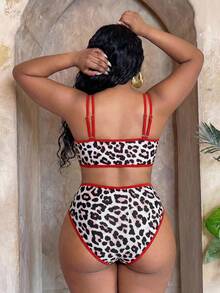 Slaydiva Set Bikini Seksi Motif Leopard Ukuran Plus Wanita Terbaru 2026, Cocok untuk Pakaian Pantai & Resor, Musim Semi/Panas - MultiWarna - View 2