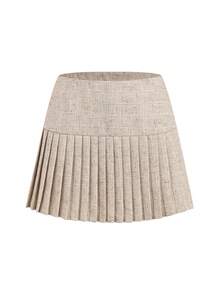 Ellevyn Bộ đồ nữ gồm áo vest cài một nút kim loại và chân váy xếp ly ngắn, kiểu dáng thường ngày, gồm 2 món. - Màu be - Xem 8