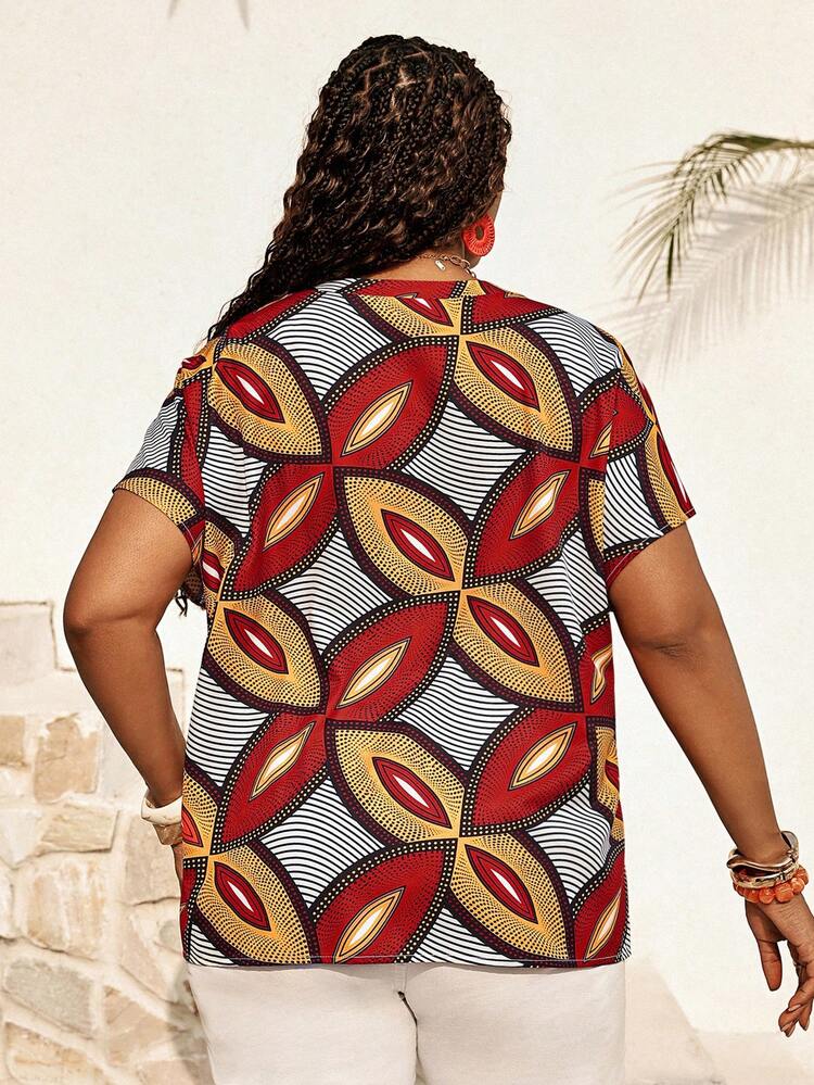 Plus Size Women's Bohemian Style Printed Button Embellished Short Sleeve Shirt For Spring And Summer Zanzea Blouses For Women Blouse Plus Size Short Sleeve Blouse Summer Summer Outfits Spring Clothing Spring Outfit Festival Outfits For Women Beach Outfit For Women Vacation Outfits Women Holiday Outfits For Women Summer Holiday Outfits Country Concert Outfit Women's Country