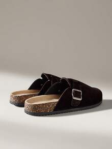 Solecia 女士休闲百搭毛绒圆头平底拖鞋，圣诞节必备 - 咖啡棕 - 查看 4