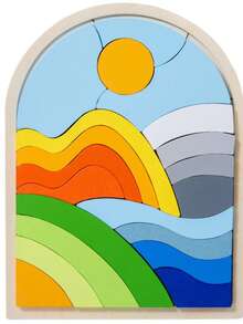 MINKOJA 1 Pc Wooden Cartoon Flower & Rainbow 3D Puzzles For Kids, Early Education Building Blocks, Animal Matching Educational Toys To Improve Concentration - Multicolor - View 8