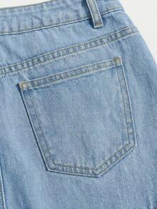 Maija 女士牛仔迷你裙，Y2K风格穿搭，音乐节服装，返校季穿搭 - 淺色水洗藍 - 查看 4