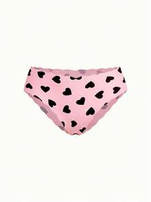 3pcs Women's Panties With Lovely Heart Print, Ruffled Trim, Soft & Smooth Fabric, Comfortable Casual Underwear - Multicolor - View 5
