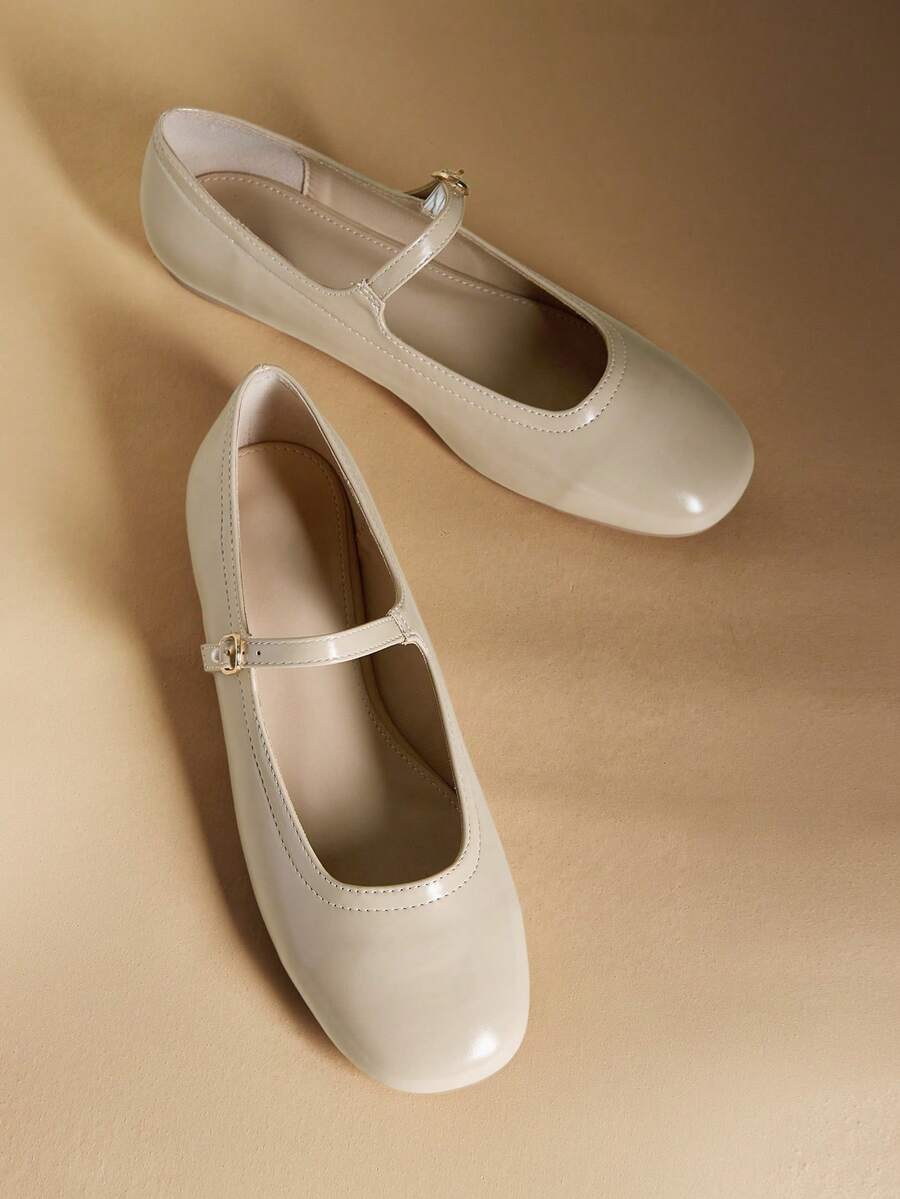 CUCCOO BIZCHIC Women's Buckle Design Casual Fashionable Flat Shoes - Apricot - View 1