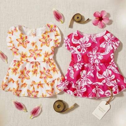 PETSIN 1 Piece Of Pet Dog/Cat Universal Flower Print Casual Dress, Comfortable And Breathable Summer Set