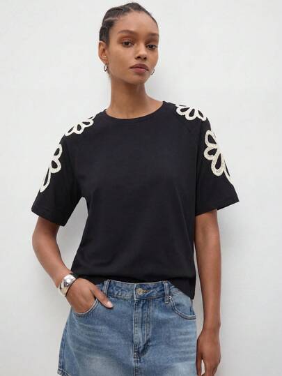 Maija Plus Size Colorblock Pattern Casual Round Neck Short Sleeve T-Shirt, Summer Outfit For Women, Spring Clothing, Spring Outfit Women , Beach Outfit For Women, Beach Outfits For Women , Summer Holiday Outfits, Vacation Outfits For Women , Beach Vacation Outfits For Women, Summer Top, Summer Outfits, Summer Tops, Elegant Women's Blouses, Casual Blouse For Women , Holiday