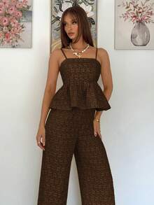 Siren Gaze Bộ đồ thời trang nữ gồm áo hai dây hở lưng và quần dài (2 món). - Cà phê nâu - Xem 5