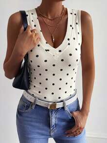 DAZY Women's Summer V-Neck Textured Fabric Fitted Camisole, Casual & Sexy - Apricot - View 4