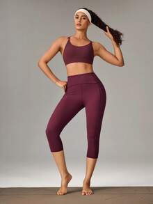 OutZeal Quần legging thể thao nữ, quần yoga, quần mặc hàng ngày, nhanh khô, có chức năng nâng đỡ bụng, nhiều túi, thích hợp cho hoạt động thể thao. - Màu Đỏ Sâu - Xem 6