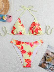 Swim Mod Bộ bikini 2 mảnh in hoa dành cho nữ cỡ lớn, mẫu mới mùa xuân hè 2026. - Nhiều màu - Xem 1