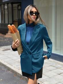 Aveloria Modichic 双排扣翻领西装外套 - 藍色 - 查看 3