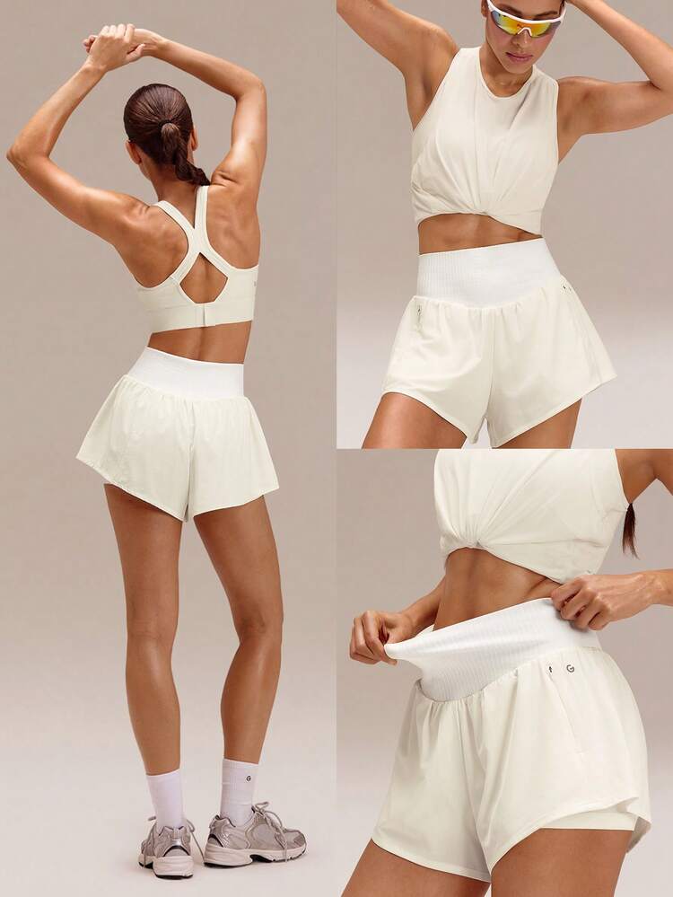 3'' VitalSwift Miles Ahead Lightweight Quick-Dry Stretchy Odor Control Seamless Fold-Over Waist Shorts Training Tennis Running Workout Gym Wear