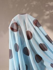 Optris Đầm maxi nữ màu xanh chấm bi, chất liệu lưới, cổ chữ V, hở lưng, xếp ly eo, kiểu dáng chữ A, thanh lịch và gợi cảm, thích hợp cho kỳ nghỉ hè, đi biển, Hawaii, mặc thường ngày, hẹn hò hoặc mặc hàng ngày. - Màu xanh lam - Xem 9