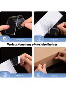 Self-Adhesive Label Holder | Clear Plastic Organization Labels, Suitable For Shelves, Drawers, And Storage Boxes | Multi-Purpose Shelf Labels, Perfect For Home, Office, And Supermarket Use. - Multicolor - View 6