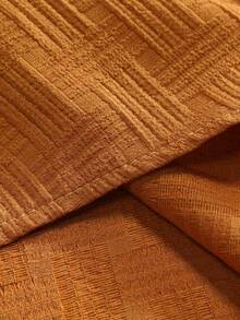 Genlund Men's Solid Color Short Sleeve Casual Front Button Placket Summer Textured Fabric 2 Pieces Set, Holiday - Burnt Orange - View 4