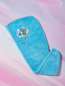 SHEIN X The Smurfs 1Pc Cartoon Embroidered Dry Hair Cap, Blue Sister Pattern Made Of Super Absorbent Material, Suitable For All Hair Volumes And Lengths, Dry Hair Towel - Blue - View 7