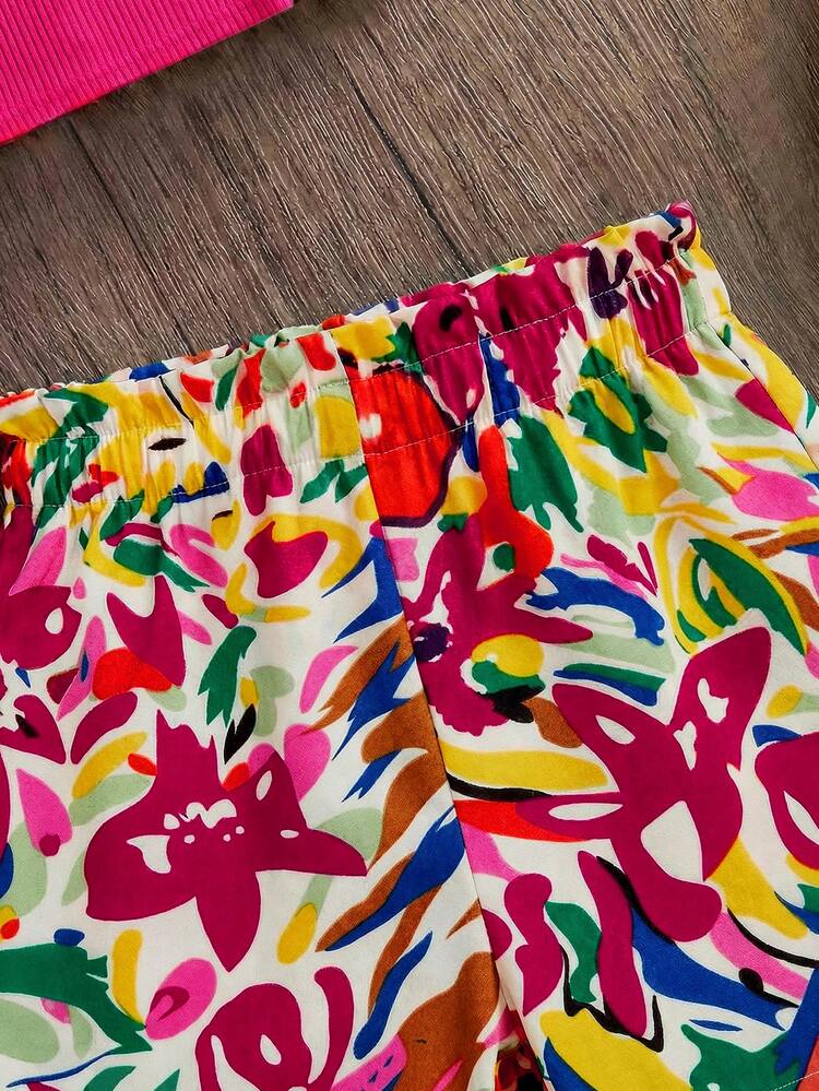 Emery Rose Kids Emery Rose Kids 女童针织纯色无袖上衣和短裤两件套 - 玫紅色 - 查看 6